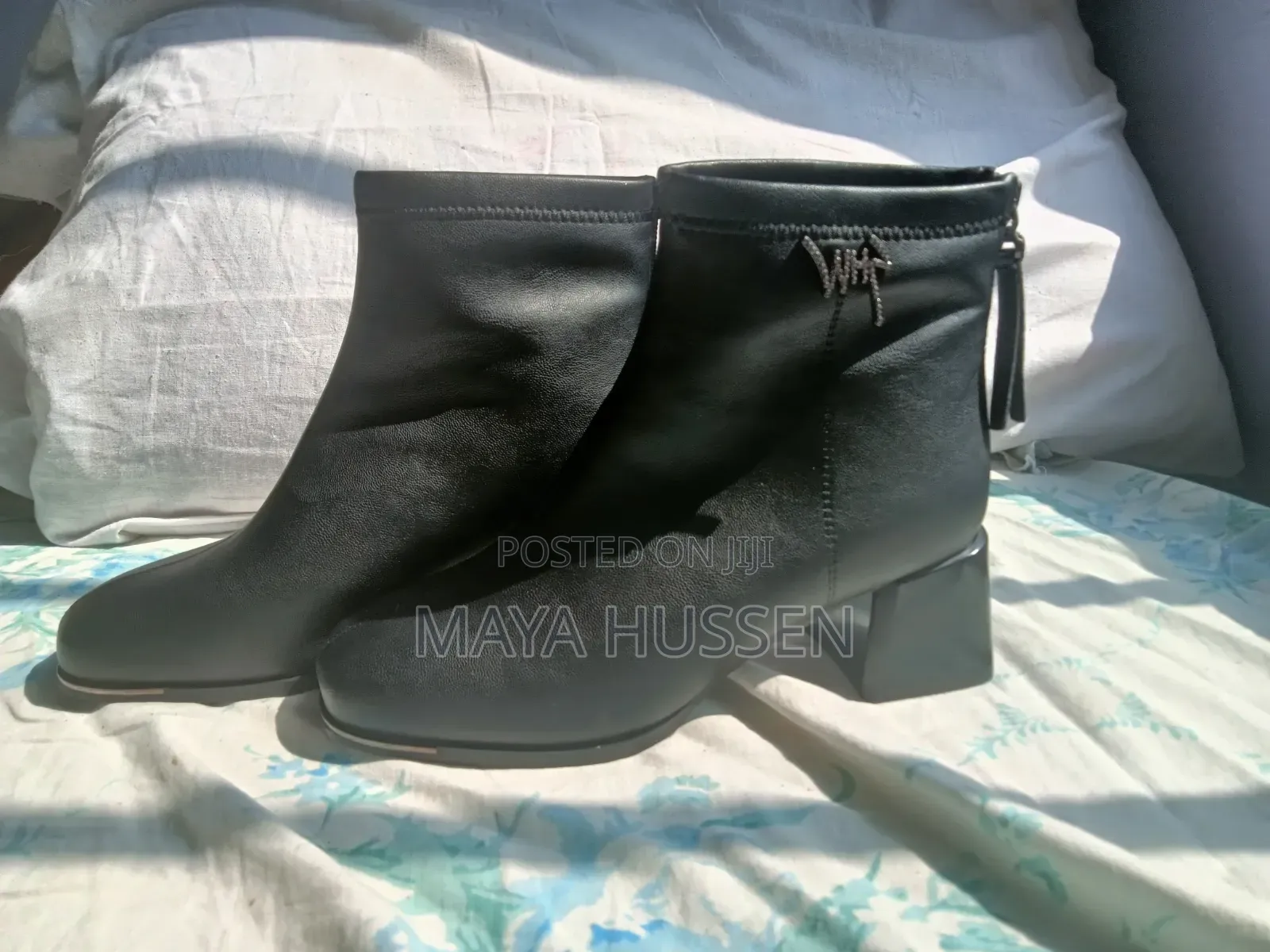 Option 1: Elegant Black Leather Ankle Boots for Women - Brand New