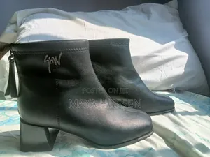 Option 1: Elegant Black Leather Ankle Boots for Women - Brand New