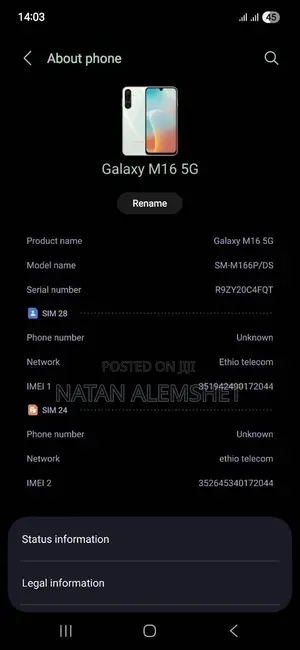 New Samsung Galaxy M16 128 GB White