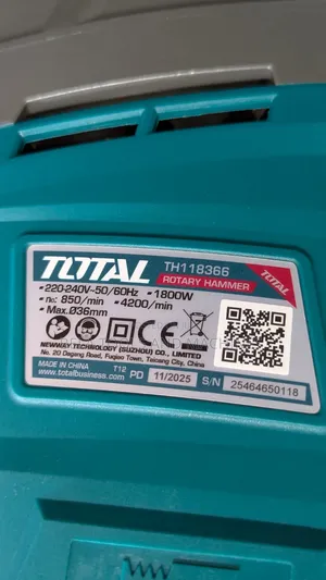 Original Total Heavy Rotary Hammer Drill 1800w 36mm Chuck Type Item