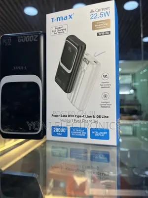 T-Max TPB-20 20000mah Fast Charging Power Bank With Built-in Cables
