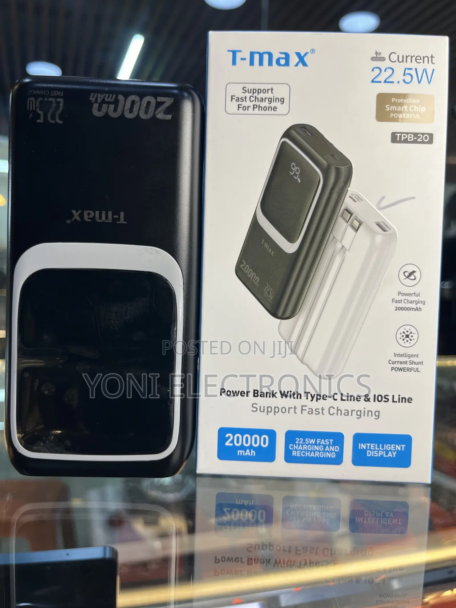 T-Max TPB-20 20000mah Fast Charging Power Bank With Built-in Cables