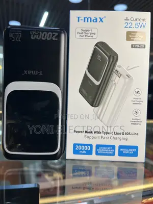 T-Max TPB-20 20000mah Fast Charging Power Bank With Built-in Cables