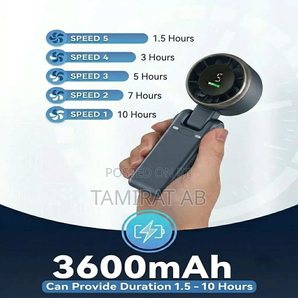 N607 Portable Handheld Turbo Fan, 5-speed High-speed Cooling Min Fan