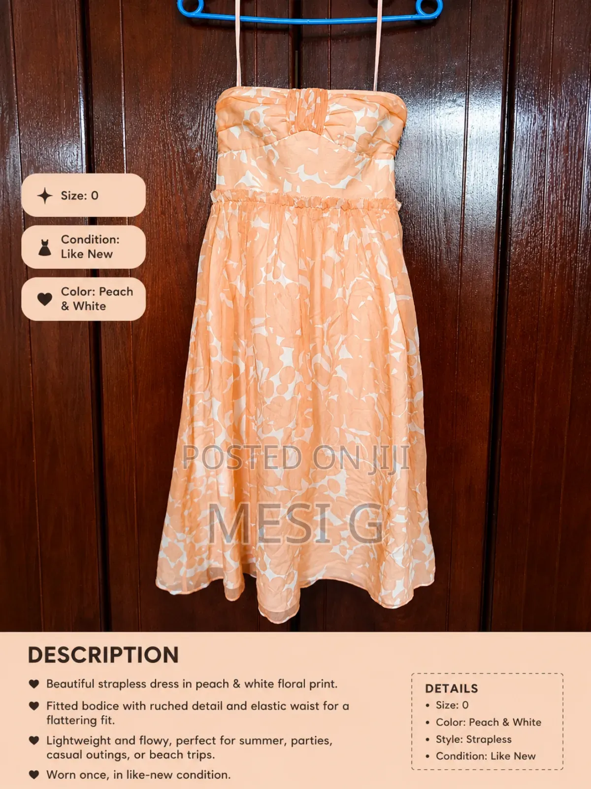 Beautiful Peach White Dress