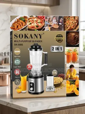 Sokany 6600w High-Power 2-in-1 Multi-Purpose Blender–3l Large Capacity