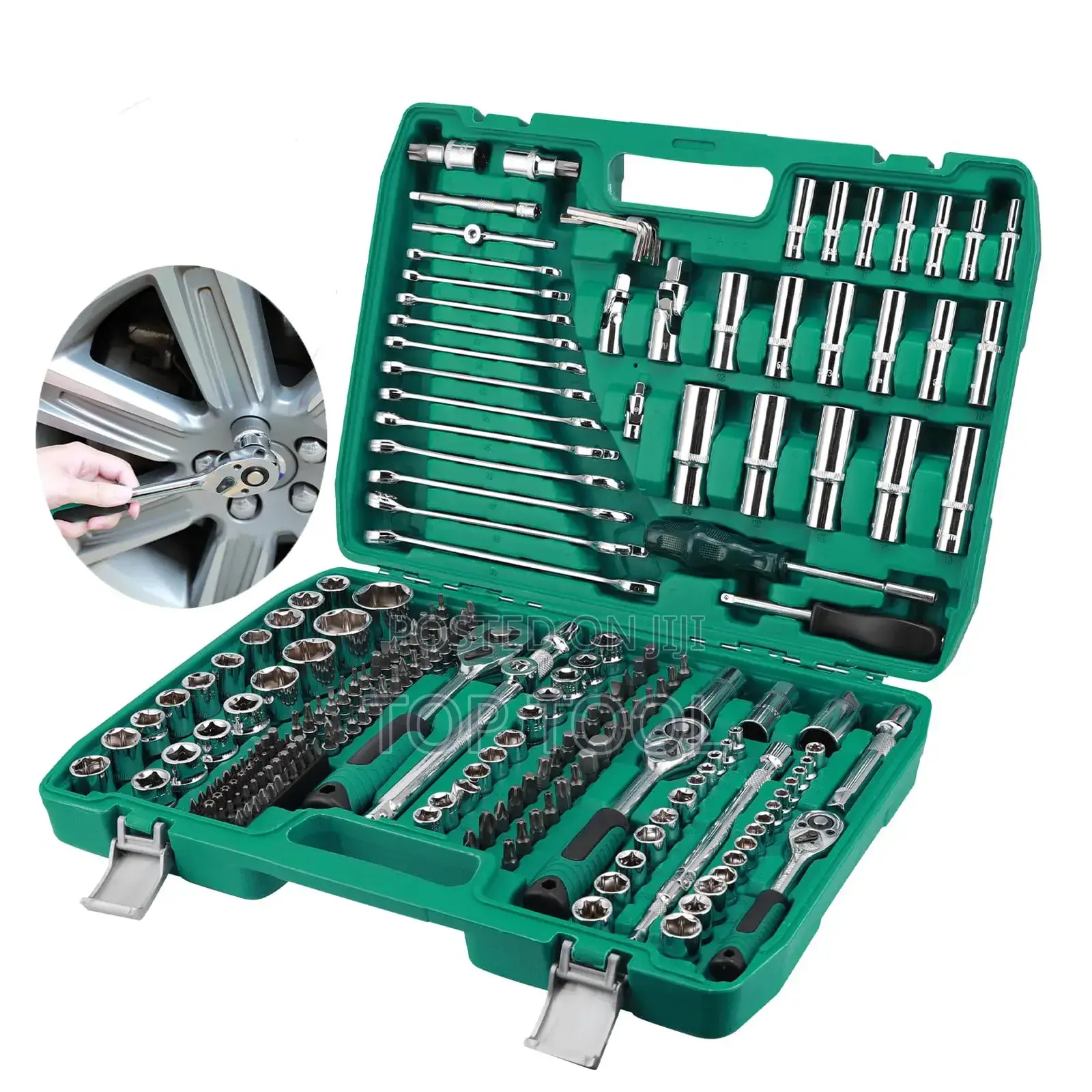 ,216-piece Socket Set Comes In A Green Storage Case.