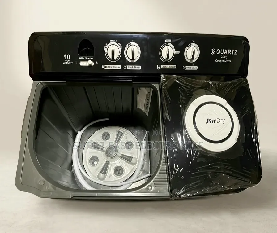 Quartz 20kg Twin Tub Semi-Automatic Washing Machine– Dark Gray/Black