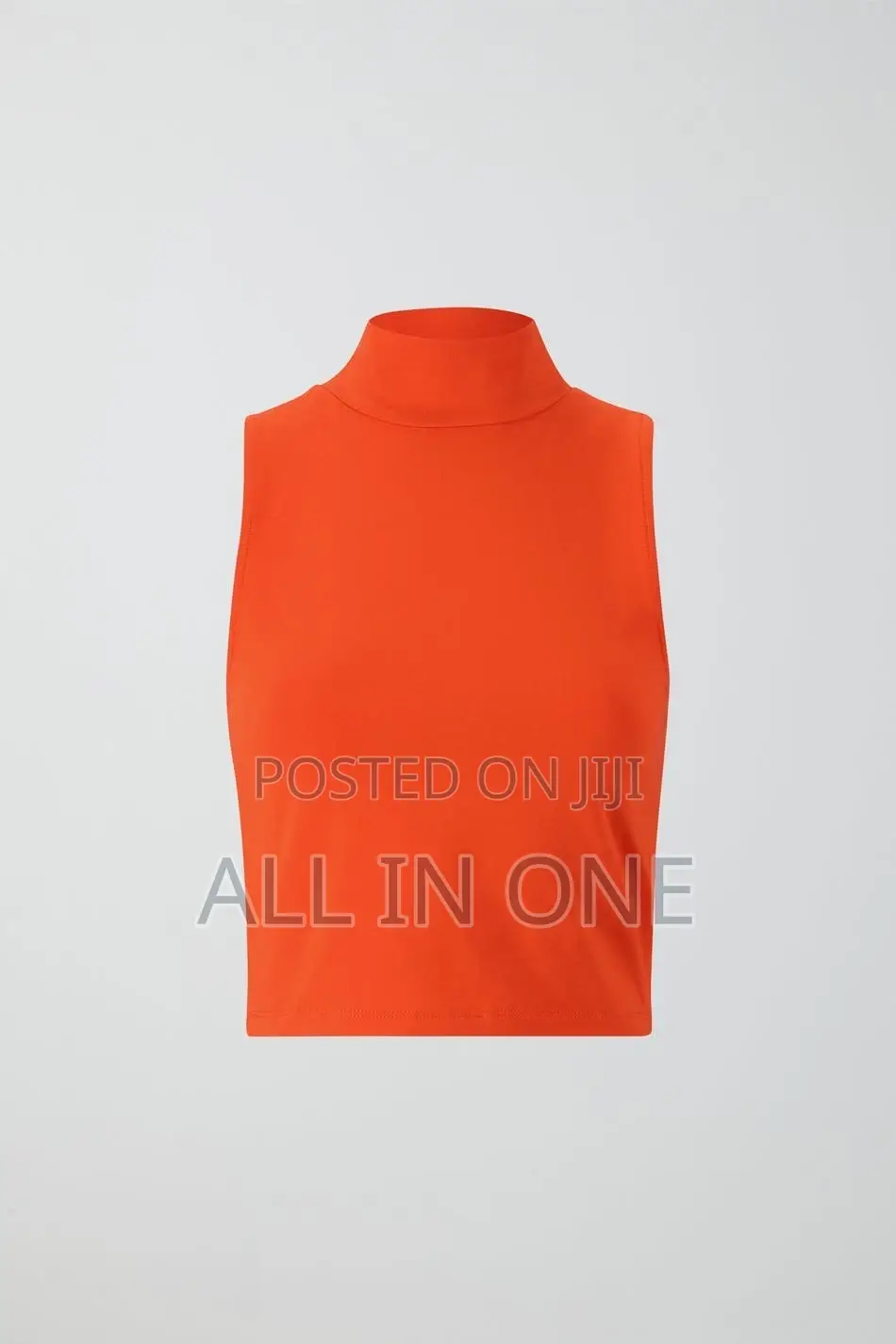 Orange Sleeveless Mock Neck Crop Top