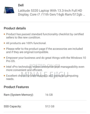 Laptop Dell Latitude 5320 16GB Intel Core i7 SSD 500GB