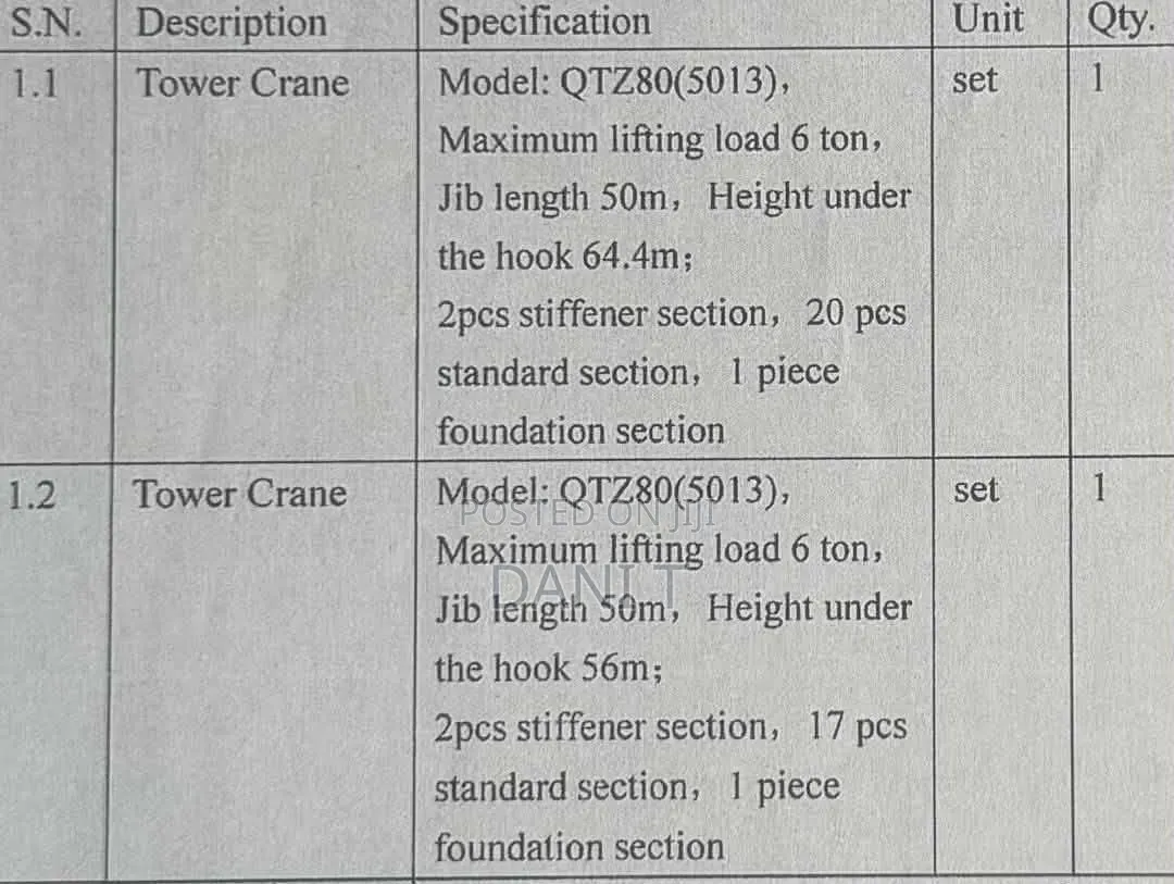 Tower Crane for Sell