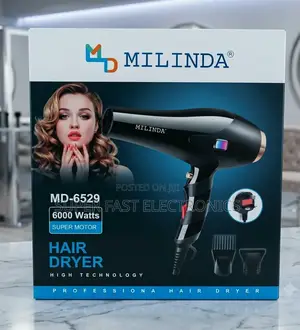 Milinda Professional Hair Dryer – 6000w Super Motor, Hot Cold Air