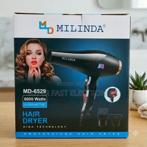 Milinda Professional Hair Dryer – 6000w Super Motor, Hot Cold Air