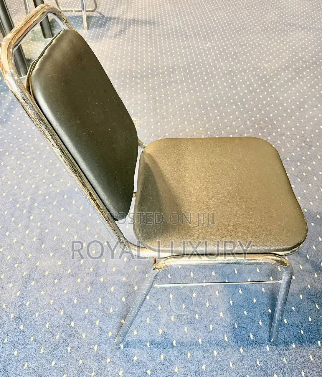 Imported Dining Chair Leather Seat and Stainless Steel Frame