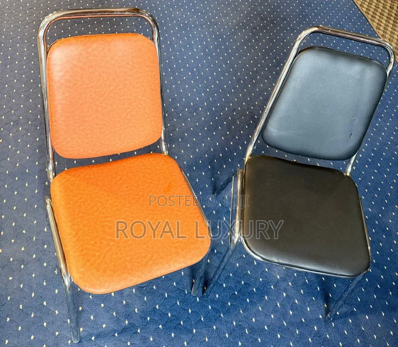 Imported Dining Chair Leather Seat and Stainless Steel Frame