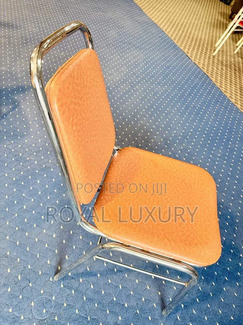 Imported Dining Chair Leather Seat and Stainless Steel Frame