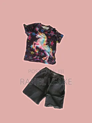 Patpat 2-Piece Unicorn Outfit Black T-Shirt Shorts