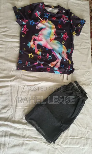 Patpat 2-Piece Unicorn Outfit Black T-Shirt Shorts