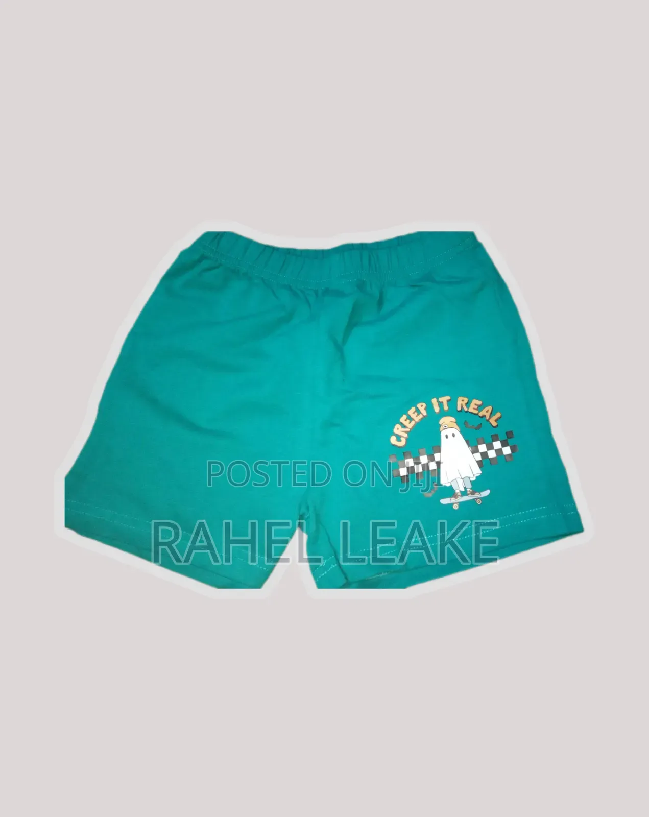 Patpat 2-Piece Ghost Outfit Pink T-Shirt Green Shorts 18–24m