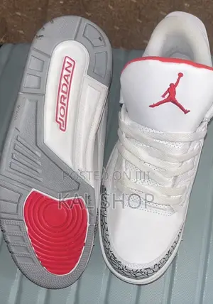Air Jordan 3 White Cement Sneakers – White/Red