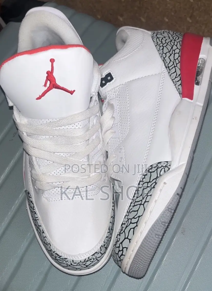 Air Jordan 3 White Cement Sneakers – White/Red