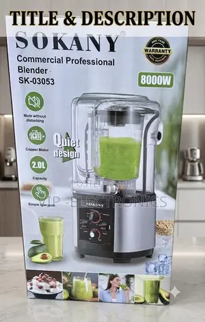 Sokany Commercial Professional Blender – 2.0l Heavy-Duty Quiet (8000w