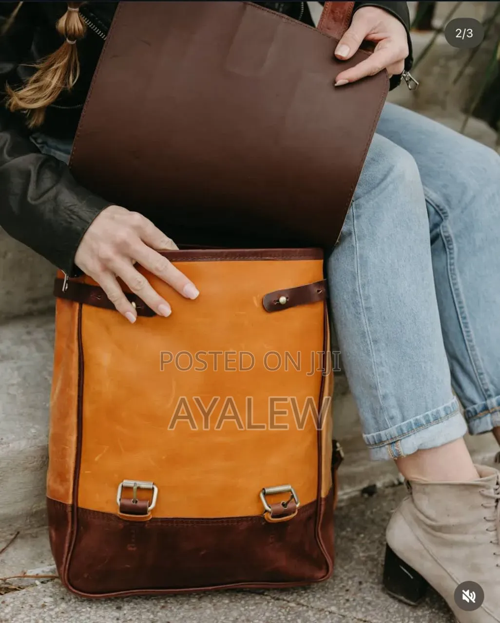 Leather Back Bag for Mens and Women's It Have Mix With Two Colors