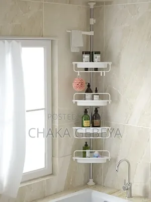 የመታጠቢያ ቤት ኮርነር መደርደሪያ - 4 Shelves, Towel Hook, Strong Durable