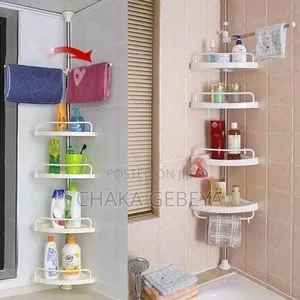 የመታጠቢያ ቤት ኮርነር መደርደሪያ - 4 Shelves, Towel Hook, Strong Durable