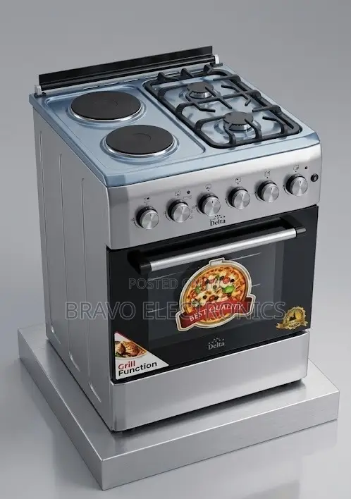 Delta 60×60 Stainless Steel Cooker – 2 Gas + 2 Electric