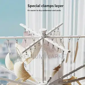 Clothe Rack Foldable Octopus Tripod የሚተጣጠፍ ልብስ መደርደሪያ እና ማስጫ