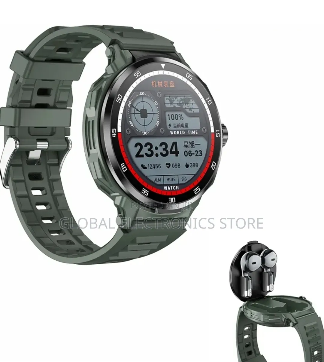 2 in 1 Ultra Sport Smart Watch | Built-in Earbuds + Luxury Tech |