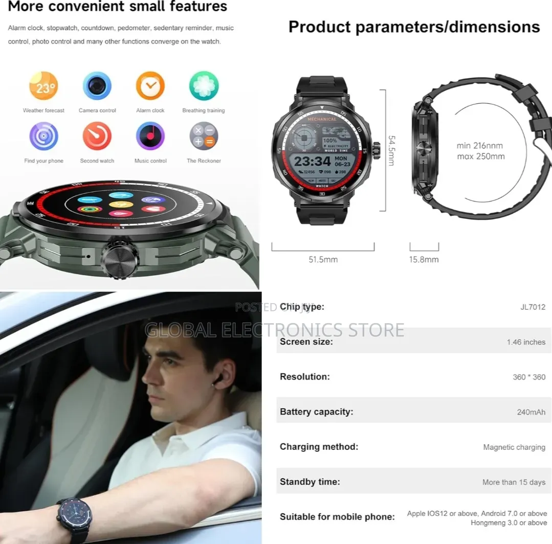 2 in 1 Ultra Sport Smart Watch | Built-in Earbuds + Luxury Tech |