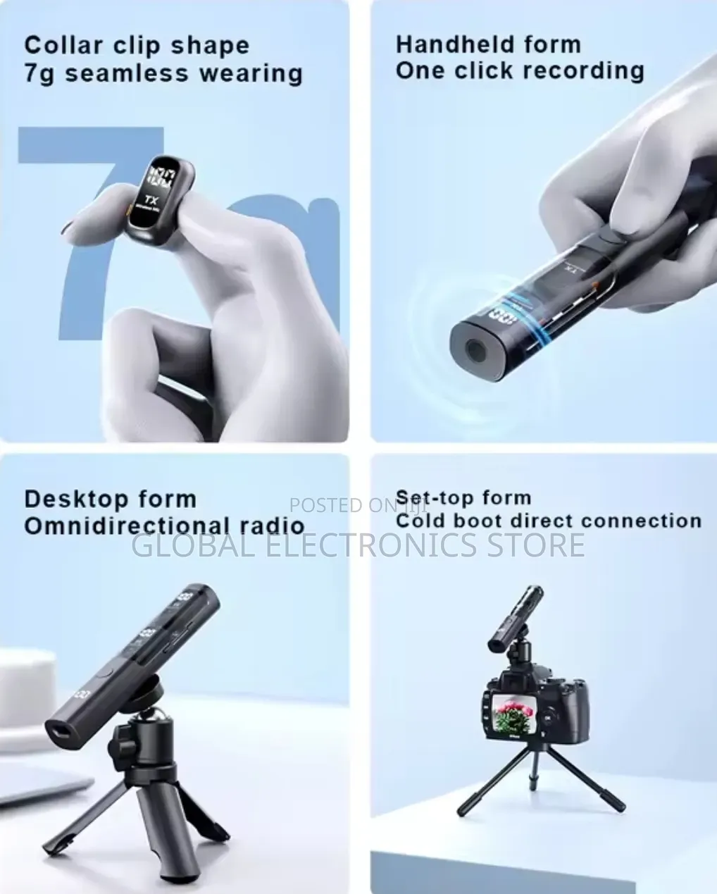 2 in 1 Lapel Dual Mic በእጅም የሚያዝ ደረት ላይም የሚደረግ ለinterview መሆን የሚቺል