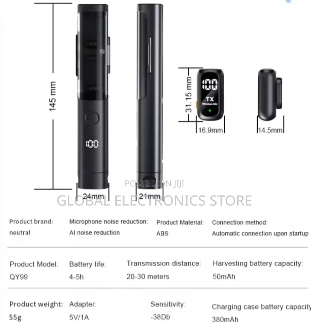 Dual Lapel Microphone With Noise Canceling With Handheld Interview Pen