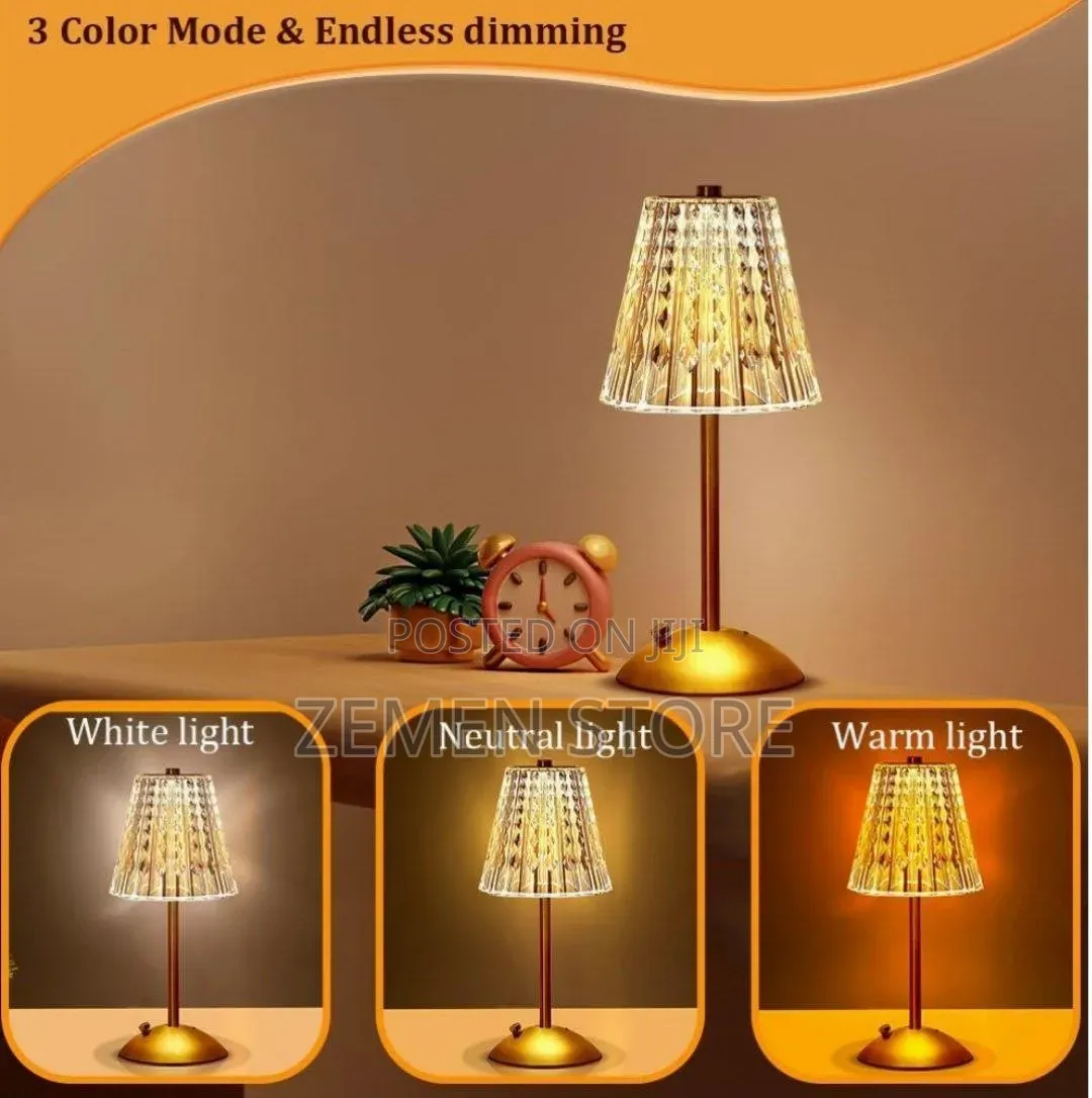 Rechargeable Crystal Table Lamp - Led Cordless Desk Night Light