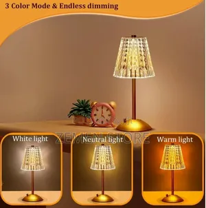 Rechargeable Crystal Table Lamp - Led Cordless Desk Night Light