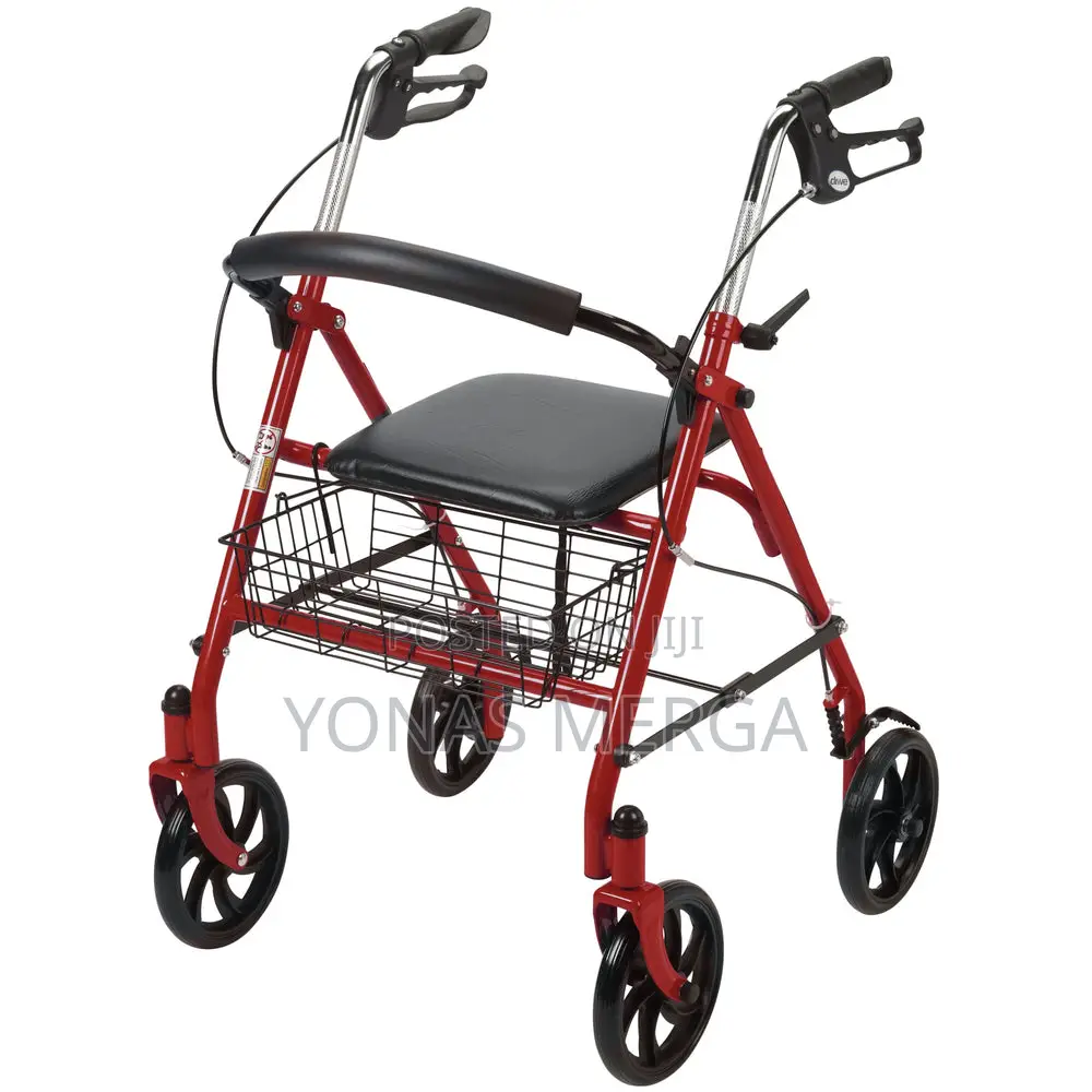Durable Steel Frame Walker/Rollator各弗wheels,Loop Locks Serrated Brakes
