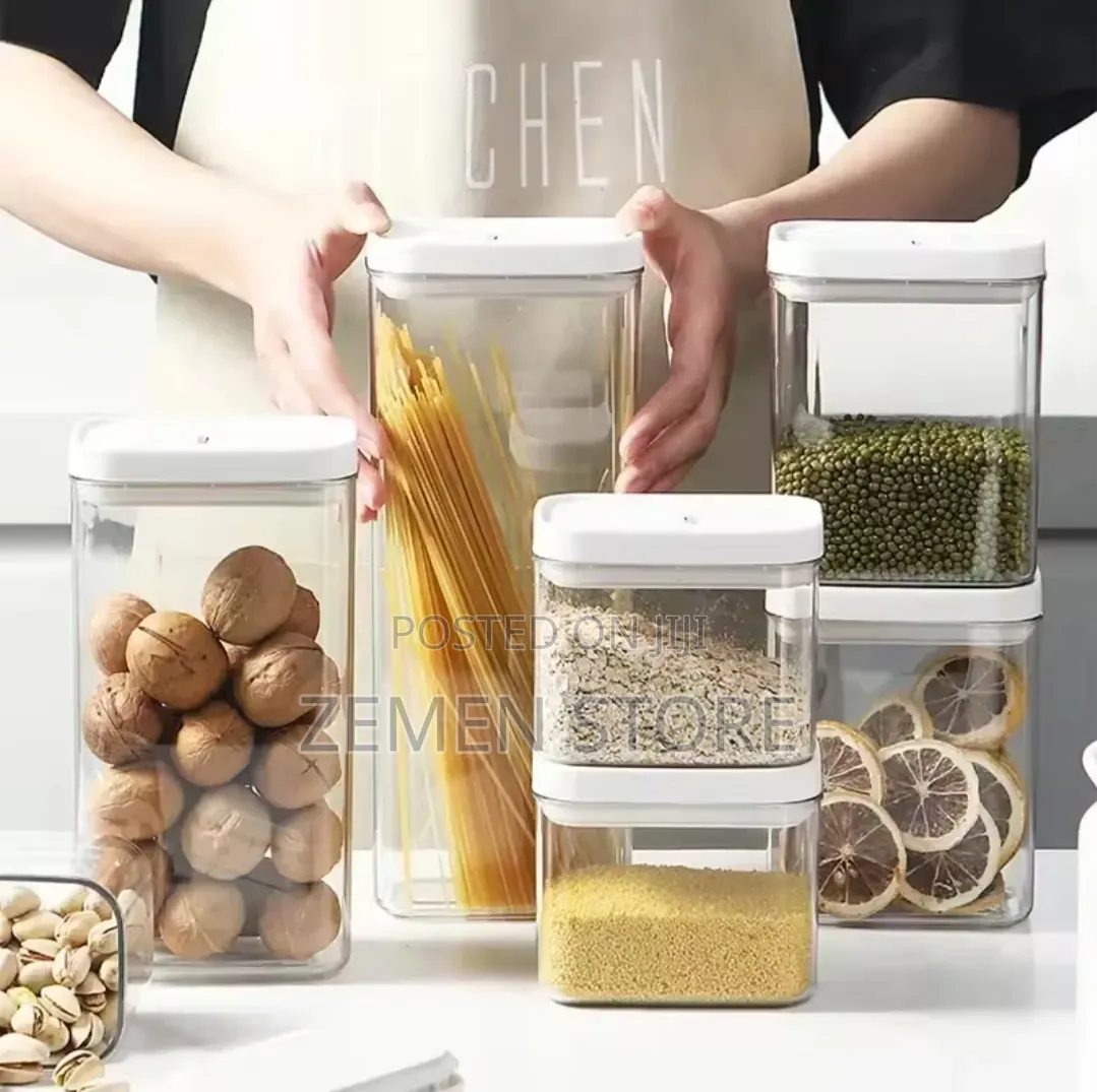Airtight Kitchen Storage Container Set - 4 Piece Clear Food Jars