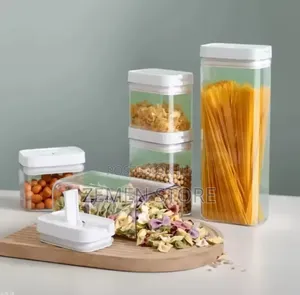 Airtight Kitchen Storage Container Set - 4 Piece Clear Food Jars