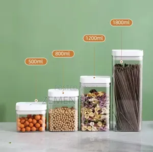 Airtight Kitchen Storage Container Set - 4 Piece Clear Food Jars