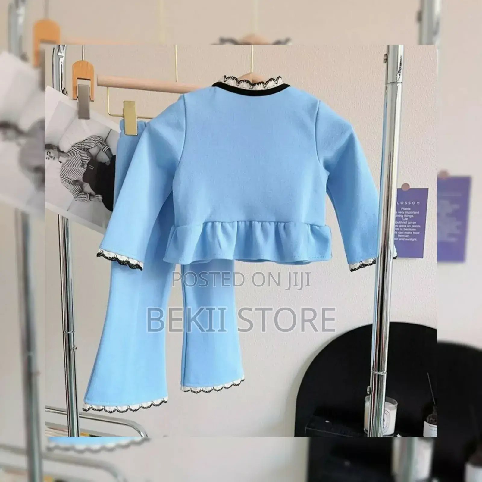 Todddlergirls' French Peter Pan Collar Top Casual Pants Set