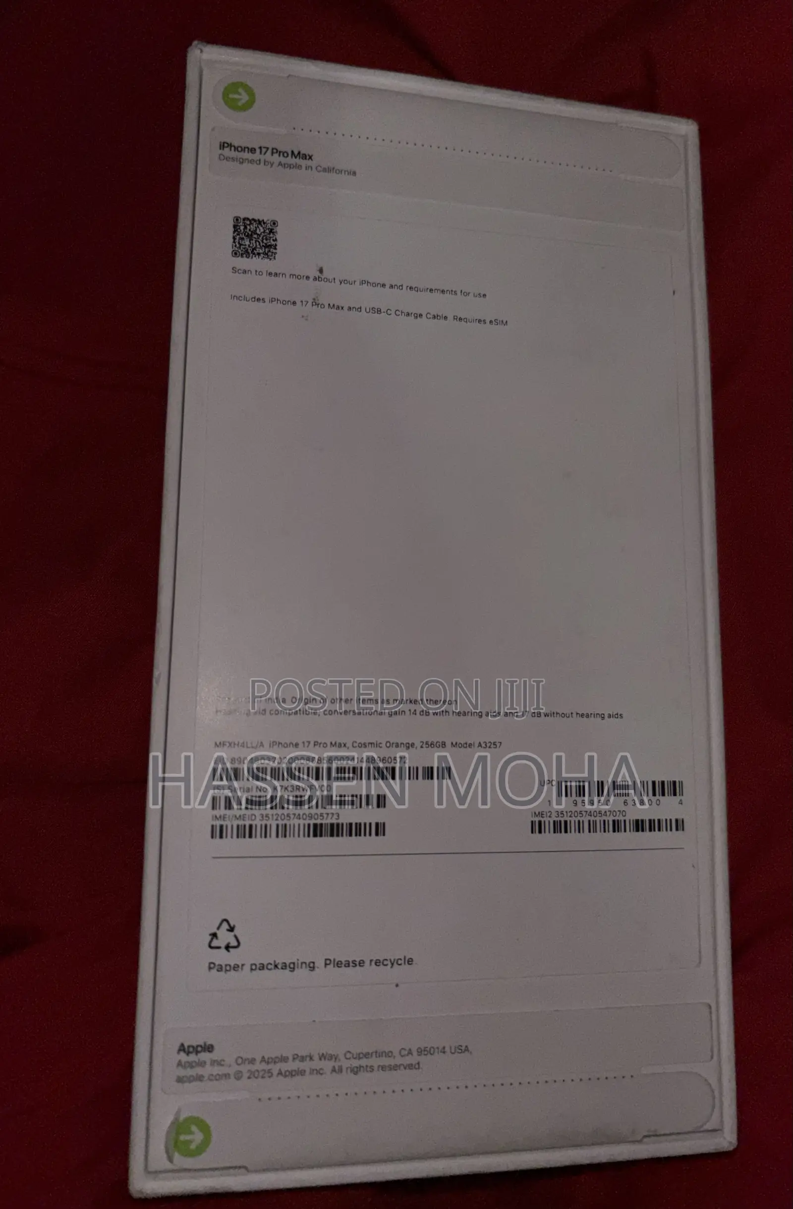 New Apple iPhone 17 Pro Max 256 GB Orange