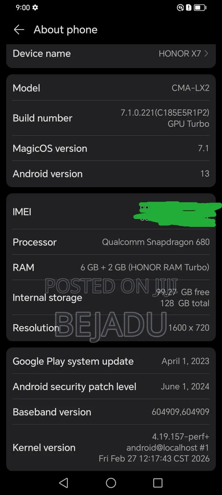 Honor X7 128 GB Black