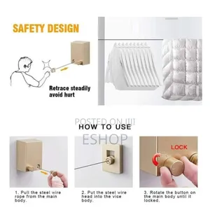 Clothes Drying Solution: Retractable Stainless Steel Rope 4.2m