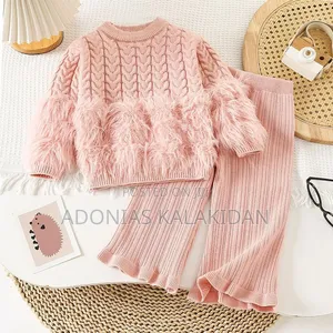 Toddler Girls Two Piece Sweater Top and Pant Set