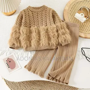 Toddler Girls Two Piece Sweater Top and Pant Set