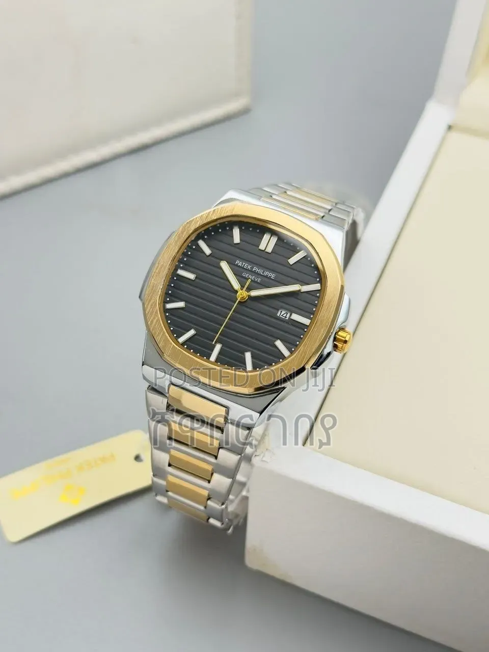 Luxury-Style Two-Tone Steel and Gold Watch With Black Dial