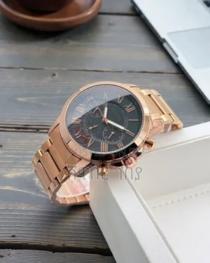 Luxury-Style Rose Gold Watch Black Dial Stainless Steel Bracelet Men