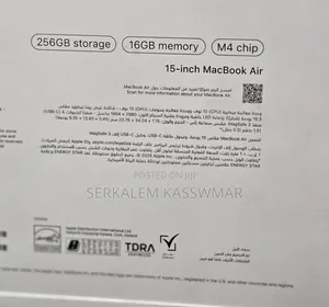 New Laptop Apple MacBook Air 2025 M4 16GB Apple M4 SSD 256GB